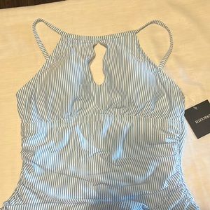 Ellen Tracy One piece seer sucker swimsuit